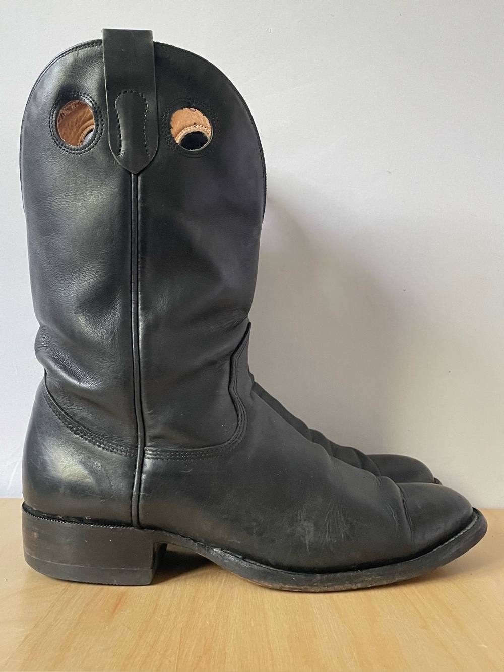 Vintage Black Leather Western Cowboy Boots | US 9